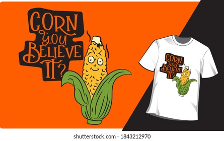 Thanksgiving Pun shirt and card with corn vector illustration