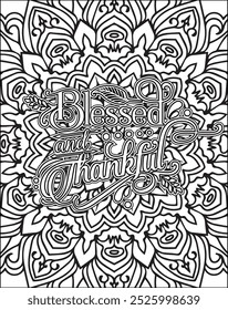 Thanksgiving Quote Coloring Page for Adults. Thanksgiving Coloring Page. Adult Mandala Coloring Page.  