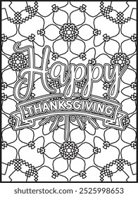 Thanksgiving Quote Coloring Page for Adults. Thanksgiving Coloring Page. Adult Mandala Coloring Page.  