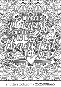 Thanksgiving Quote Coloring Page for Adults. Thanksgiving Coloring Page. Adult Mandala Coloring Page.  