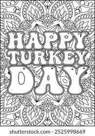 Thanksgiving Quote Coloring Page for Adults. Thanksgiving Coloring Page. Adult Mandala Coloring Page.  