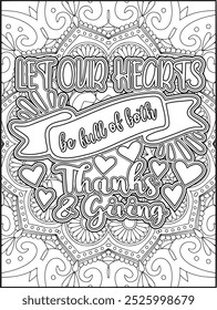 Thanksgiving Quote Coloring Page for Adults. Thanksgiving Coloring Page. Adult Mandala Coloring Page.  