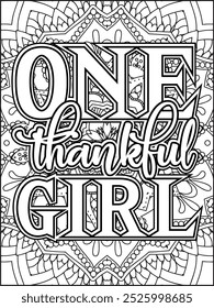 Thanksgiving Quote Coloring Page for Adults. Thanksgiving Coloring Page. Adult Mandala Coloring Page.  