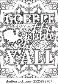 Thanksgiving Quote Coloring Page for Adults. Thanksgiving Coloring Page. Adult Mandala Coloring Page.  