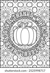 Thanksgiving Quote Coloring Page for Adults. Thanksgiving Coloring Page. Adult Mandala Coloring Page.  