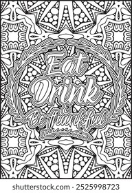 Thanksgiving Quote Coloring Page for Adults. Thanksgiving Coloring Page. Adult Mandala Coloring Page.  