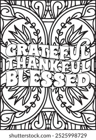 Thanksgiving Quote Coloring Page for Adults. Thanksgiving Coloring Page. Adult Mandala Coloring Page.  