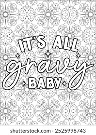Thanksgiving Quote Coloring Page for Adults. Thanksgiving Coloring Page. Adult Mandala Coloring Page.  