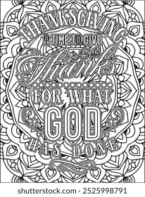 Thanksgiving Quote Coloring Page for Adults. Thanksgiving Coloring Page. Adult Mandala Coloring Page.  