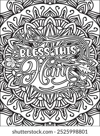 Thanksgiving Quote Coloring Page for Adults. Thanksgiving Coloring Page. Adult Mandala Coloring Page.  