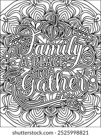 Thanksgiving Quote Coloring Page for Adults. Thanksgiving Coloring Page. Adult Mandala Coloring Page.  