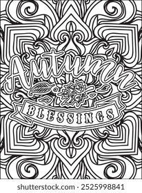 Thanksgiving Quote Coloring Page for Adults. Thanksgiving Coloring Page. Adult Mandala Coloring Page.  