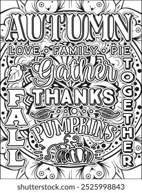 Thanksgiving Quote Coloring Page for Adults. Thanksgiving Coloring Page. Adult Mandala Coloring Page.  