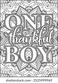 Thanksgiving Quote Coloring Page for Adults. Thanksgiving Coloring Page. Adult Mandala Coloring Page.