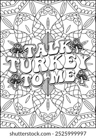 Thanksgiving Quote Coloring Page for Adults. Thanksgiving Coloring Page. Adult Mandala Coloring Page.