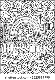 Thanksgiving Quote Coloring Page for Adults. Thanksgiving Coloring Page. Adult Mandala Coloring Page.