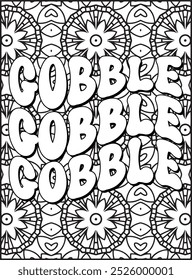 Thanksgiving Quote Coloring Page for Adults. Thanksgiving Coloring Page. Adult Mandala Coloring Page.