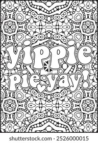 Thanksgiving Quote Coloring Page for Adults. Thanksgiving Coloring Page. Adult Mandala Coloring Page.