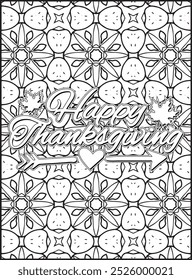 Thanksgiving Quote Coloring Page for Adults. Thanksgiving Coloring Page. Adult Mandala Coloring Page.