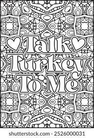 Thanksgiving Quote Coloring Page for Adults. Thanksgiving Coloring Page. Adult Mandala Coloring Page.