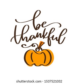 Thanksgiving Quote Wall Art Pumpkin Flourish Stock Vector (Royalty Free ...