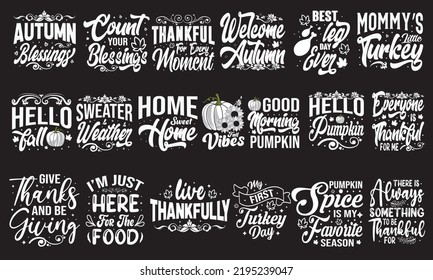 Thanksgiving Quotes Svg T-Shirt Design Bundle