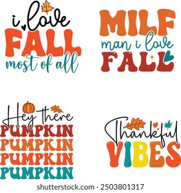 Thanksgiving Retro T shirt Design, Retro Fall Design Bundle, Thanksgiving T shirt Design bundle.