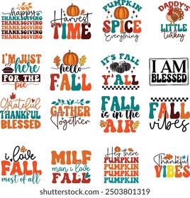 Thanksgiving Retro T shirt Design, Retro Fall Design Bundle, Thanksgiving T shirt Design bundle.