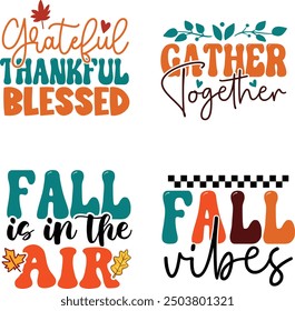 Thanksgiving Retro T shirt Design, Retro Fall Design Bundle, Thanksgiving T shirt Design bundle.