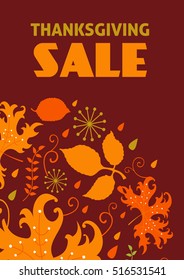 Thanksgiving sale background with colorful autumn fall leaves
