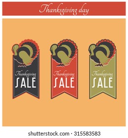 Thanksgiving sale banner with turkey, vintage style