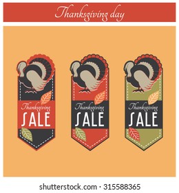 Thanksgiving sale banner with turkey, vintage style