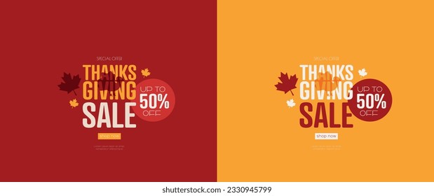 Thanksgiving sale card set. Modern design.