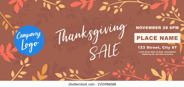 Thanksgiving Sale Cover Flyer Banner poster template vector illustration Autumn holiday greeting card