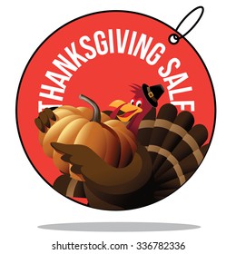 Thanksgiving sale turkey tag. EPS 10 vector illustration.