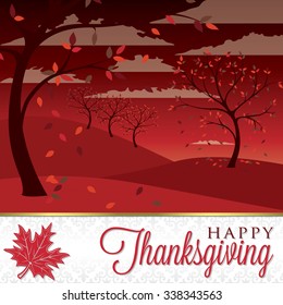 Thanksgiving scene card in vector format