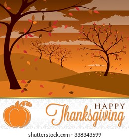 Thanksgiving scene card in vector format