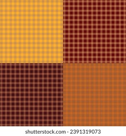 Thanksgiving seamless pattern. Thanksgiving seamless Flannel plaid tartan lumberjack gingham pattern set. Seamless vector pattern suitable for Halloween, thanksgiving set.