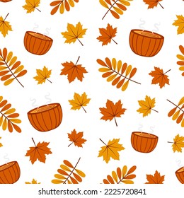 Thanksgiving seamless pattern on white background. Autumn pumpkin pattern. Pattern for wallpaper, textile, wrapping paper, for fashion prints, fabric cloth. Vector pattern design