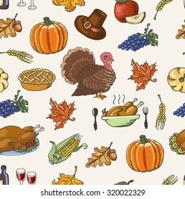 Thanksgiving seamless pattern  on white background. Vector illustration for your design