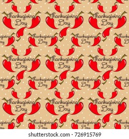 thanksgiving seamless pattern with red pepper. vector