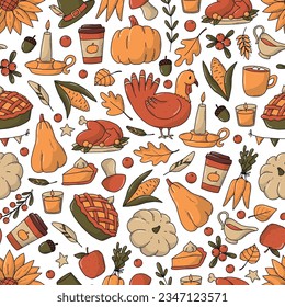 Thanksgiving seamless pattern for textile prints, wallpaper, scrapbooking, stationary, packaging, wrapping paper, etc. EPS 10