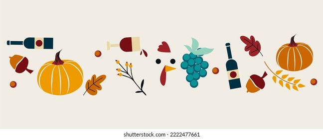 Thanksgiving Seamless pattern vector design simple minimalist landscape long design