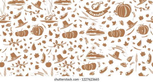 Thanksgiving seamless repeating pattern. Autumn background for Thanksgiving Day. Vector illustration