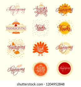 thanksgiving set. Hand made vector illustration