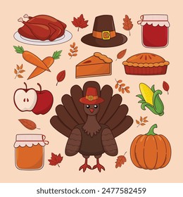 Thanksgiving set Thanksgiving icon set illustration Thanksgiving  element set