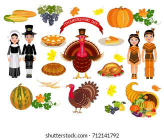 Thanksgiving set. Vector Illustration. 
