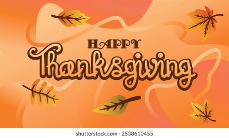  Thanksgiving Special Offer Banner with Flowing Orange Background. web page size template vector illustration