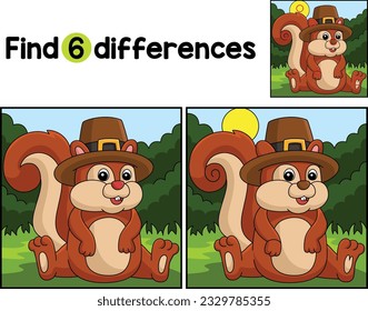 Thanksgiving Squirrel Pilgrim Find The Differences