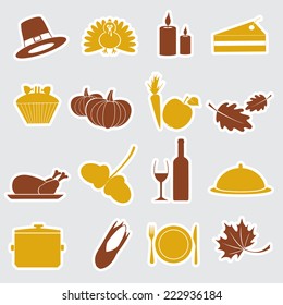 thanksgiving stickers color set eps10